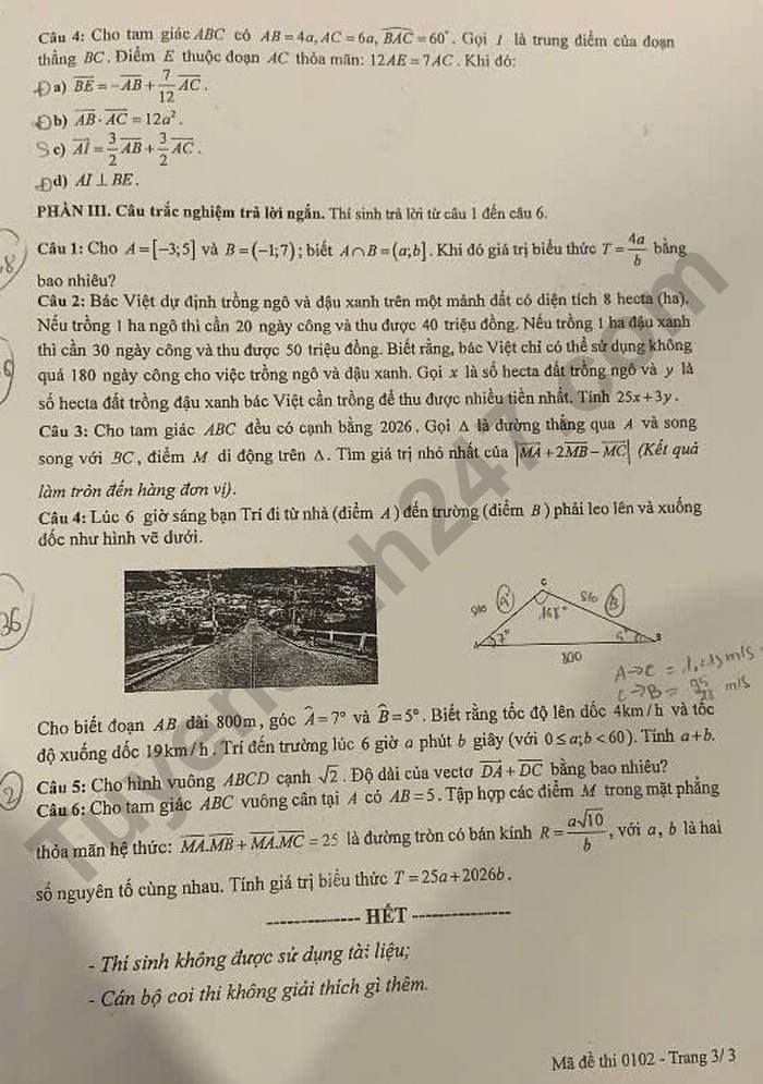 De thi cuoi ki 1 lop 10 mon Toan 2025 - So GDDT Hung Yen