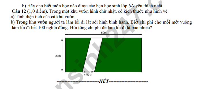 De thi hoc ki 1 mon Toan 6 THCS Vo Truong Toan 2025 - Co dap an