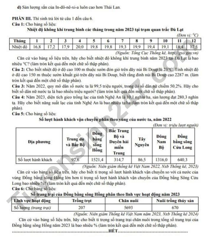 De thi thu tot nghiep THPT 2026 mon Dia - THPT Hoang Hoa Tham