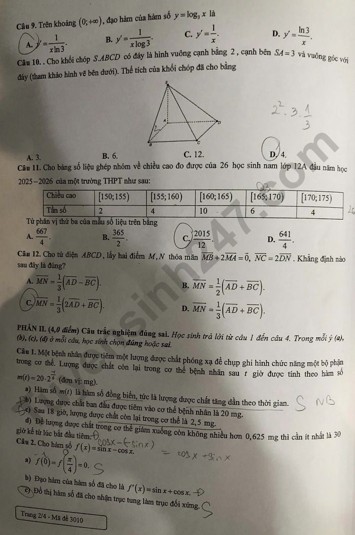 De thi thu mon Toan TN THPT 2026 - THPT Kim Lien lan 1