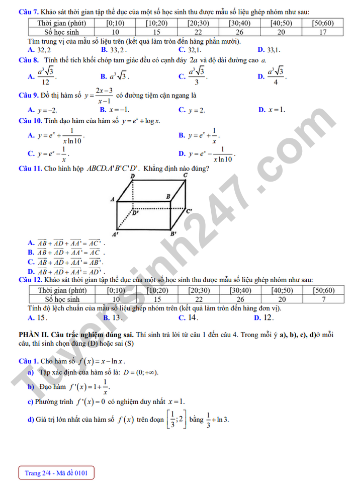 De thi thu tot nghiep THPT 2026 mon Toan - THPT Chuyen Ha Long