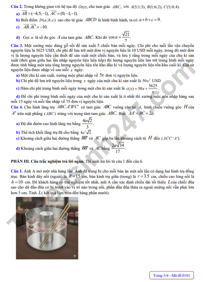 De thi thu tot nghiep THPT 2026 mon Toan - THPT Chuyen Ha Long