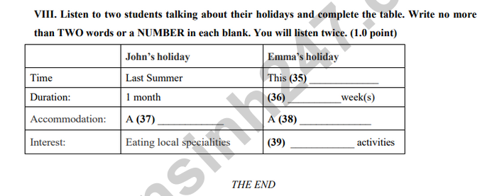 De thi cuoi ki 1 mon Anh lop 8 THCS Phu An 2025