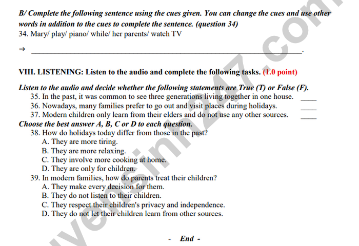 De thi cuoi ki 1 lop 9 mon Anh 2025 - THCS Phu An