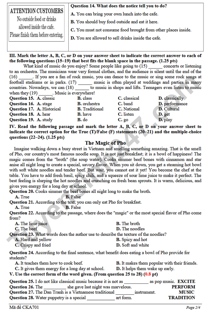 De thi hoc ki 1 lop 7 mon Anh - THCS Phu An 2025