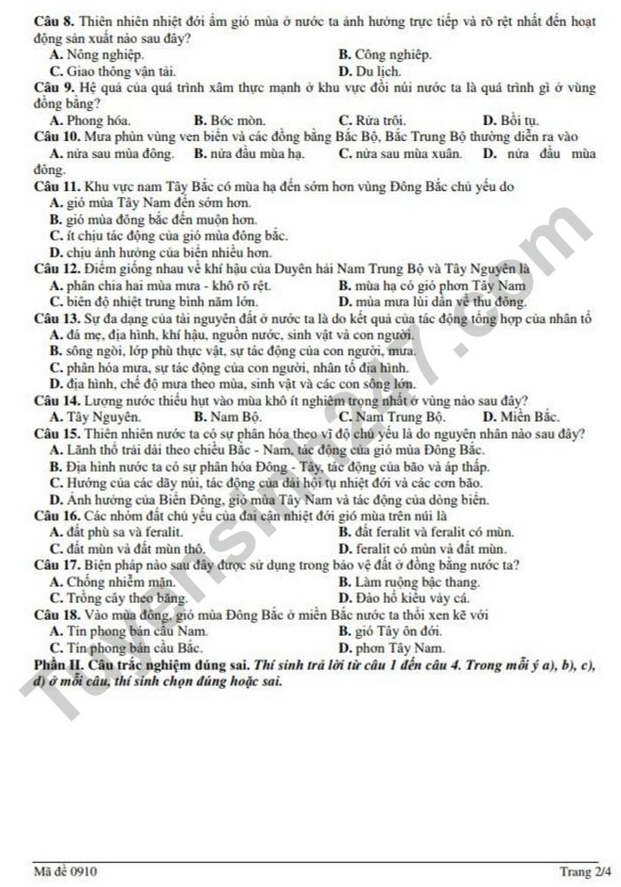 De thi thu mon Dia TN THPT nam 2026 - cum truong Bac Ninh