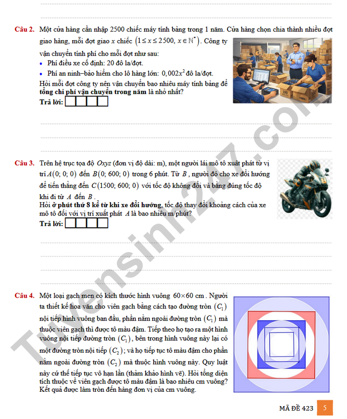 De thi thu tot nghiep THPT 2026 mon Toan - THCS-THPT Nguyen Khuyen (co dap an)