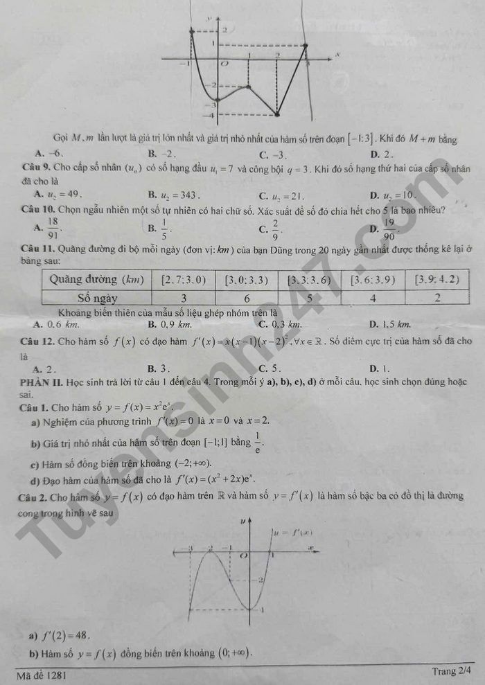 De thi thu TN THPT mon Toan 2026 lan 1 - THPT Le Quy Don - Dong Da