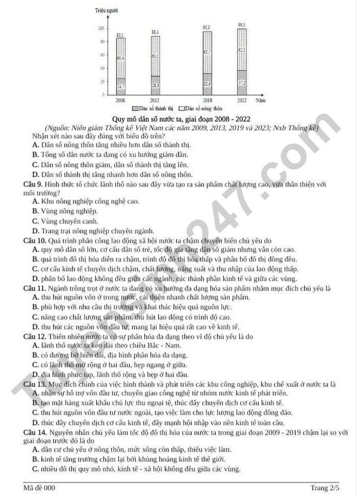 De thi thu TN THPT mon Dia 2026 lan 1 - Trung Tam GDTX Thai Nguyen