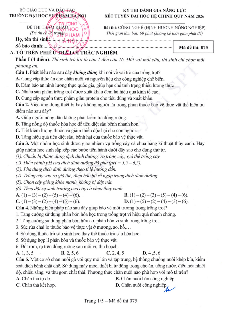 De minh hoa DGNL Dai hoc Su pham Ha Noi 2026 (Co dap an)