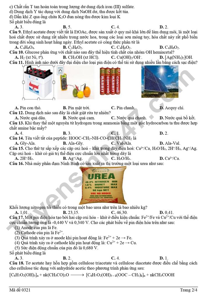 De thi thu tot nghiep THPT 2026 mon Hoa - THPT Ham Rong