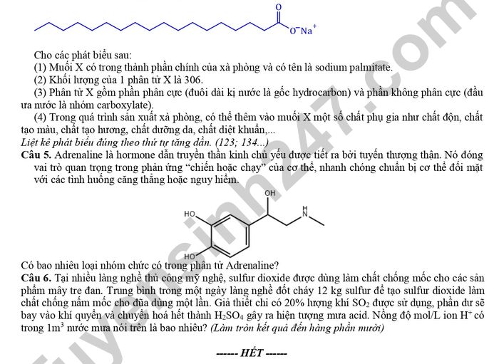 De thi thu tot nghiep THPT 2026 mon Hoa - THPT Bim Son (lan 1)