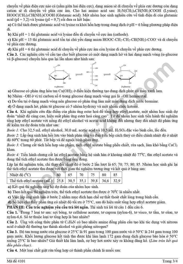 De thi thu mon Hoa tot nghiep THPT 2026 - THPT Cua Lo (dot 1)