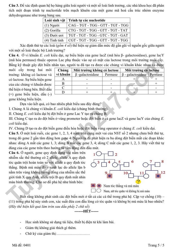 De thi thu tot nghiep THPT 2026 mon Sinh - THPT Chuyen Ha Long lan 1