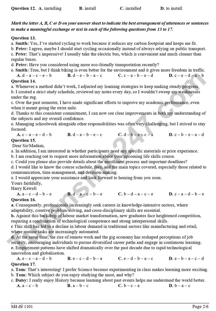 De thi thu tot nghiep THPT mon Anh 2026 - Cum 13 truong THPT Hai Phong (lan 1)