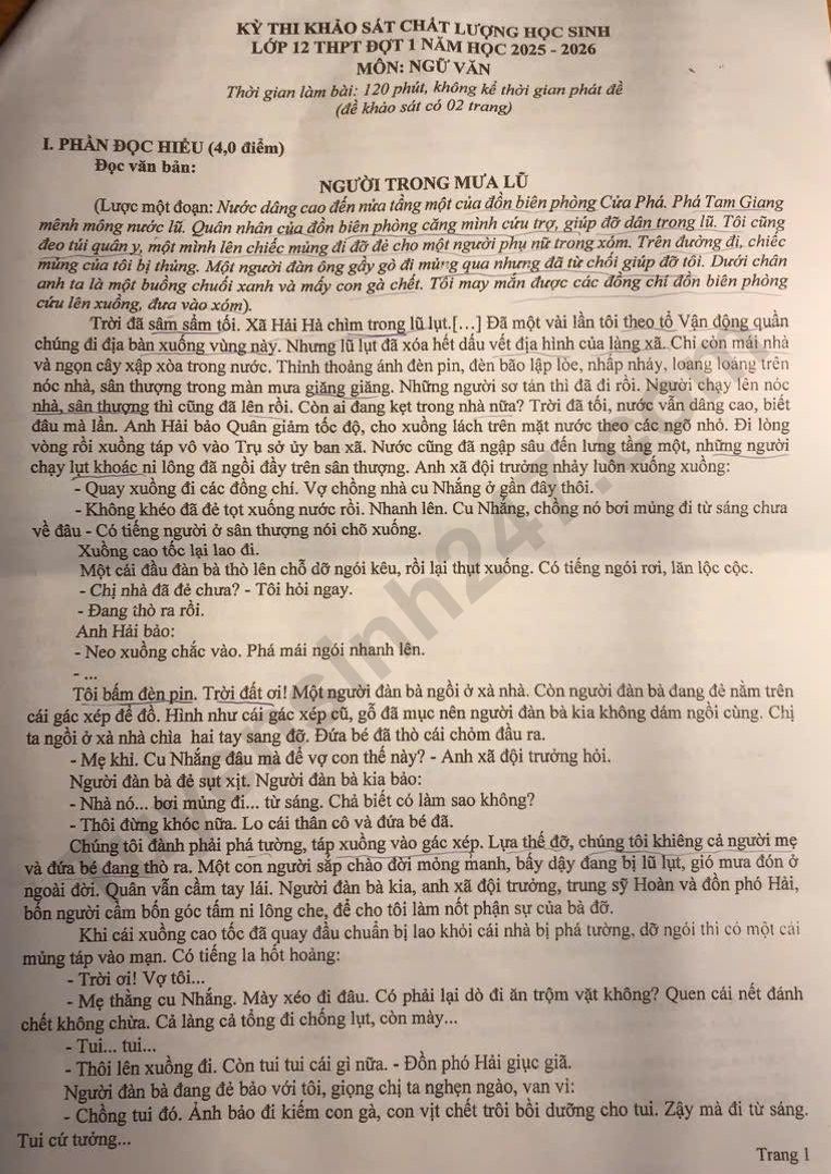 De thi thu tot nghiep THPT mon Van 2026 - Phu Tho (Dot 1)