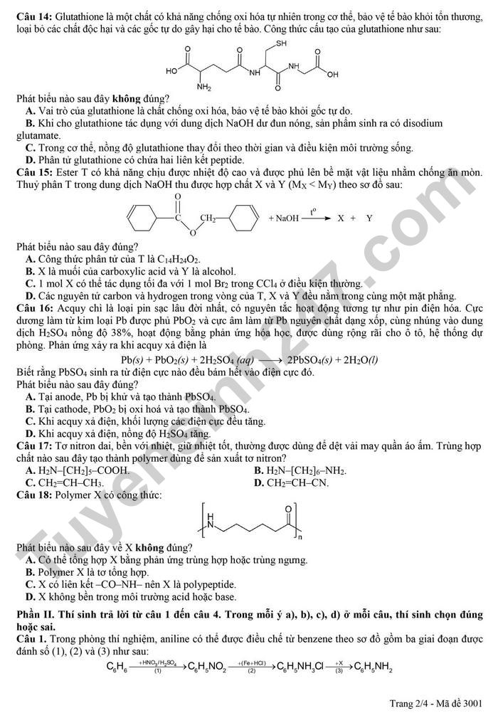 De thi thu tot nghiep THPT 2026 mon Hoa - Phu Tho (Dot 1)