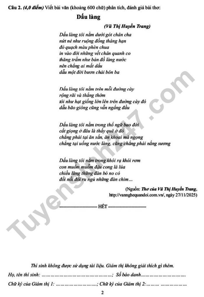 De thi thu tot nghiep THPT 2026 mon Van - THPT Chuyen Ha Long (lan 1)