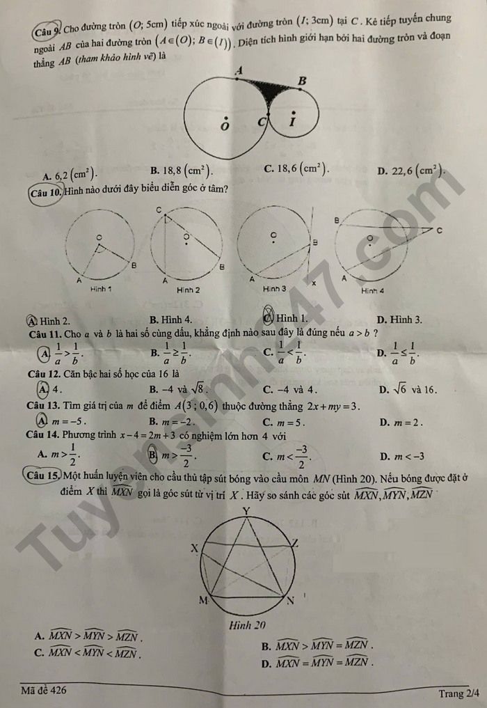 De thi thu vao lop 10 lan 2 mon Toan 2026 - THCS Tien An