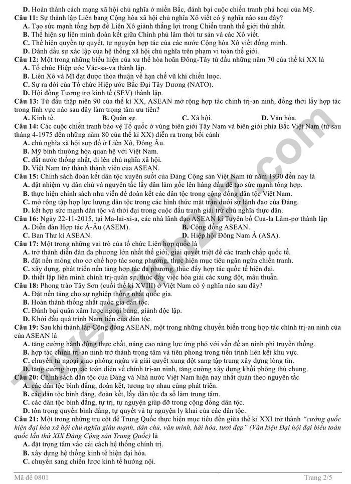 De thi thu tot nghiep THPT mon Su 2026 - Cum truong THPT Nghe An