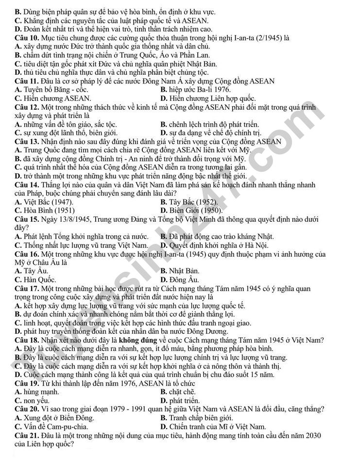 De thi thu TN THPT 2026 mon Su - THPT Ham Long lan 1