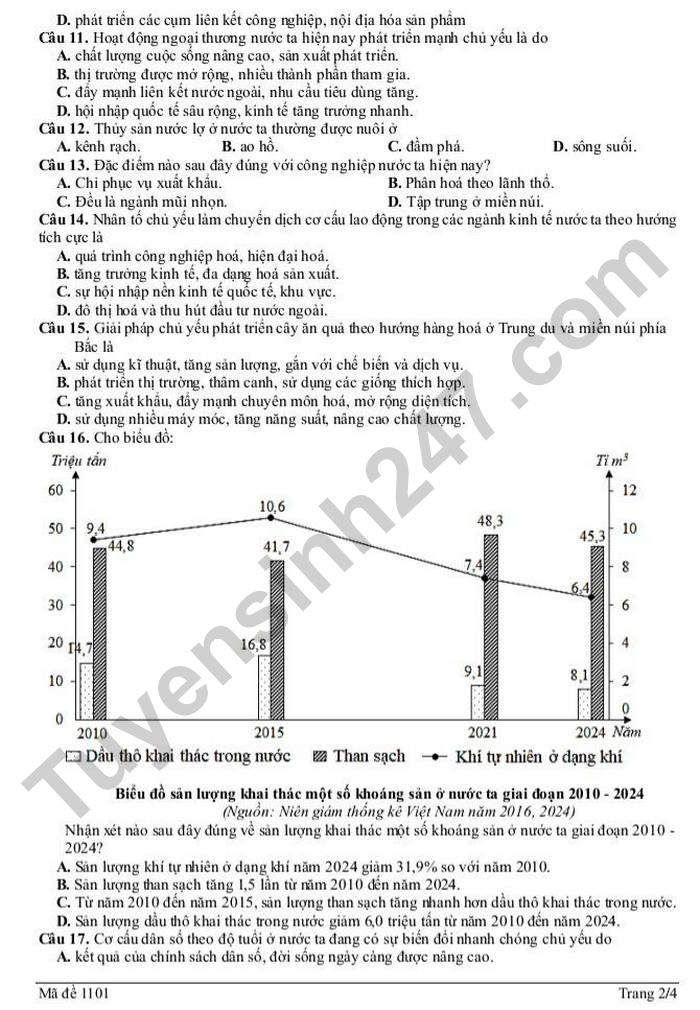 De thi thu tot nghiep THPT 2026 lan 2 mon Dia - PT DTNT THPT so 2 Nghe An