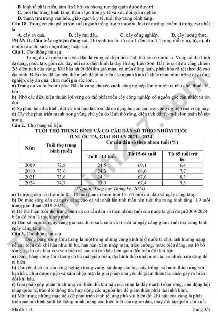 De thi thu tot nghiep THPT 2026 lan 2 mon Dia - PT DTNT THPT so 2 Nghe An