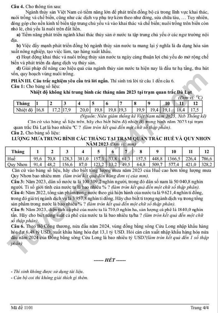 De thi thu tot nghiep THPT 2026 lan 2 mon Dia - PT DTNT THPT so 2 Nghe An