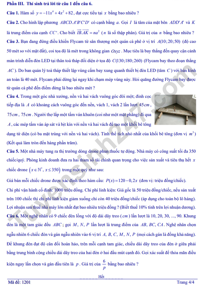 De thi thu TN THPT 2026 lan 1 mon Toan - THPT Nguyen Gia Thieu