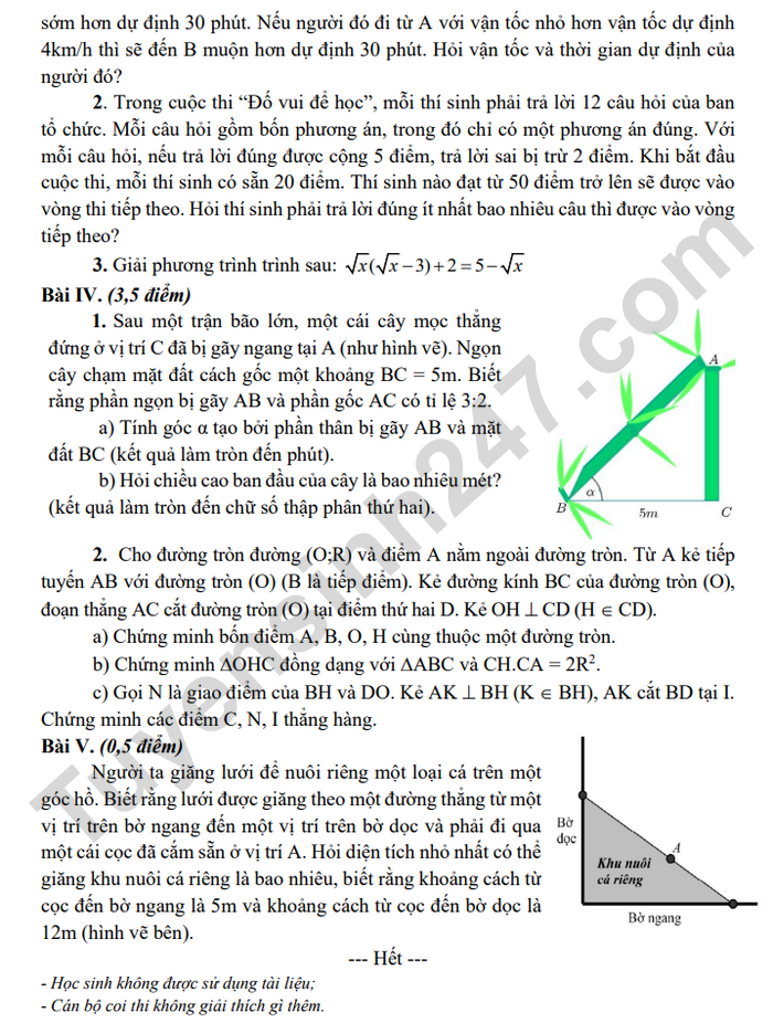 De thi thu vao lop 10 nam 2026 mon Toan - THCS Tho Loc (lan 2)