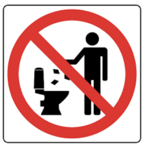 A sign with a person throwing trash in a toilet
AI-generated content may be incorrect.