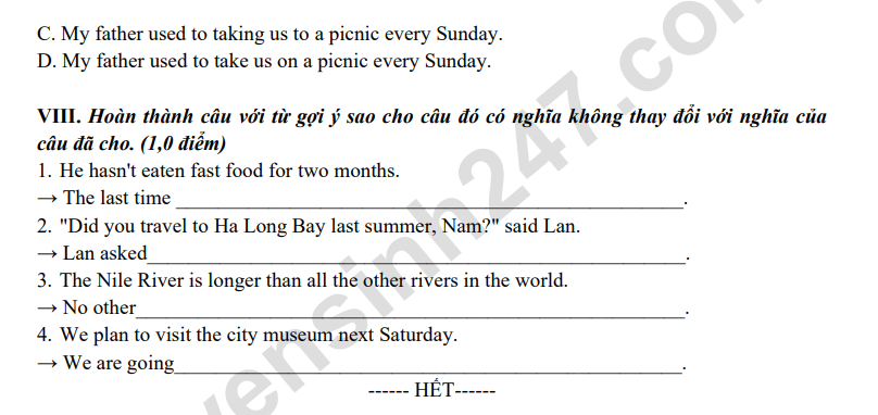 De thi minh hoa vao lop 10 mon Anh 2026 - So GD Lang Son (Co dap an)