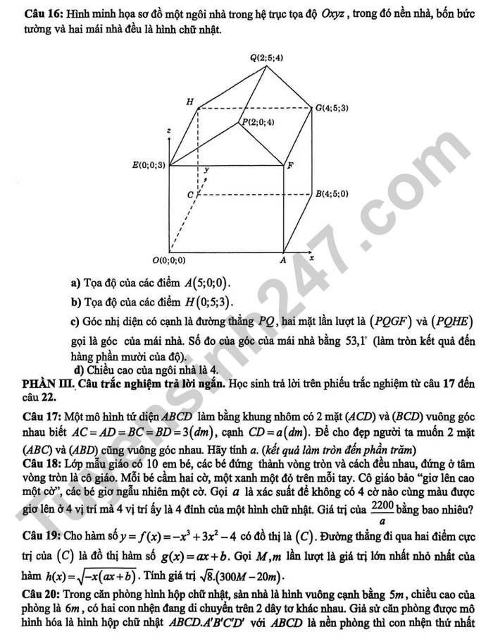 De thi thu tot nghiep THPT 2026 mon Toan - THPT Chuyen Le Thanh Tong (lan 1)