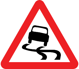 Slippery road sign - Theory Test