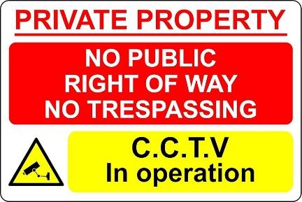 Private property no public right of way no trespassing CCTV in operation  Safety - 1mm Plastic sign (400mm x 300mm) : Amazon.co.uk: DIY & Tools