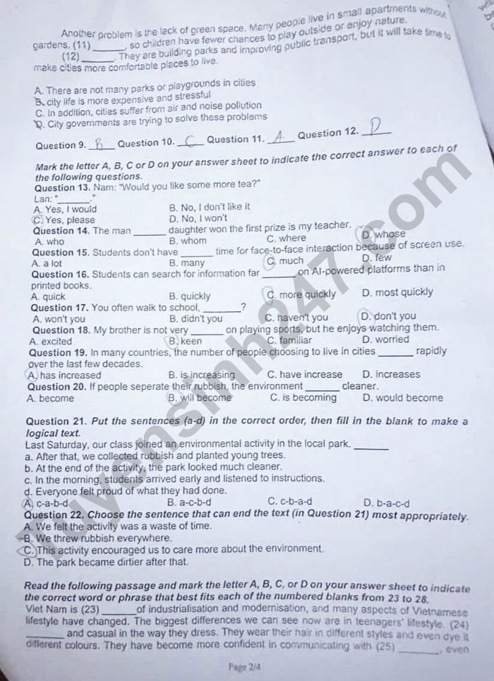 De thi thu vao lop 10 mon Anh 2026 - THPT Chuyen KHTN