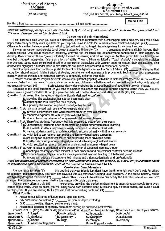 De thi thu tot nghiep THPT 2026 mon Anh - Bac Ninh