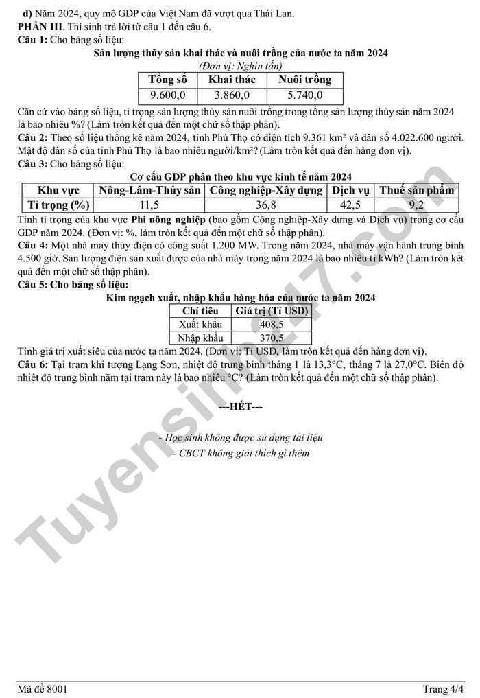 De thi thu TN THPT mon Dia nam 2026 - THPT Chuyen Le Thanh Tong