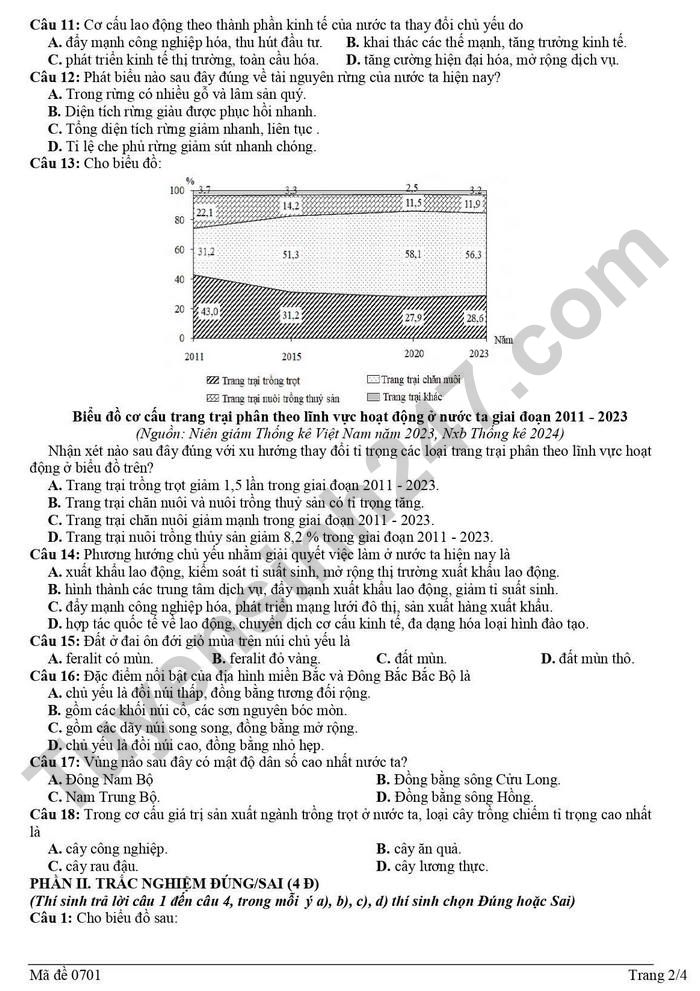 De thi thu tot nghiep THPT 2026 lan 1 mon Dia - Lien truong Nghe An