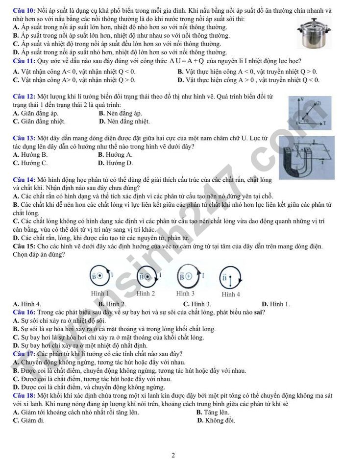 De thi thu tot nghiep THPT mon Ly 2026 - THPT Yen Hoa (lan 1)