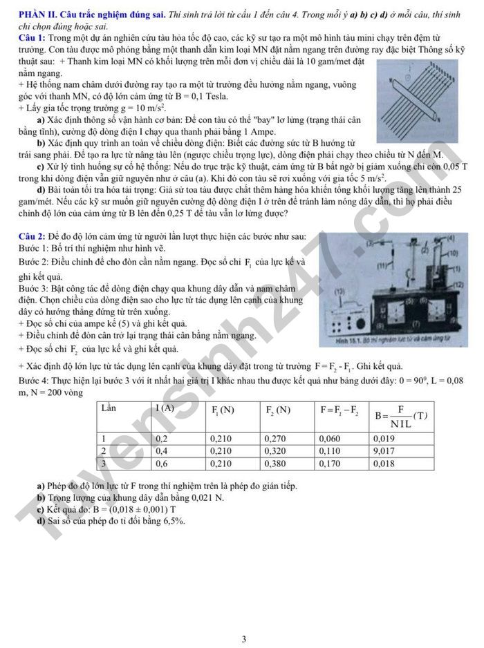 De thi thu tot nghiep THPT mon Ly 2026 - THPT Yen Hoa (lan 1)