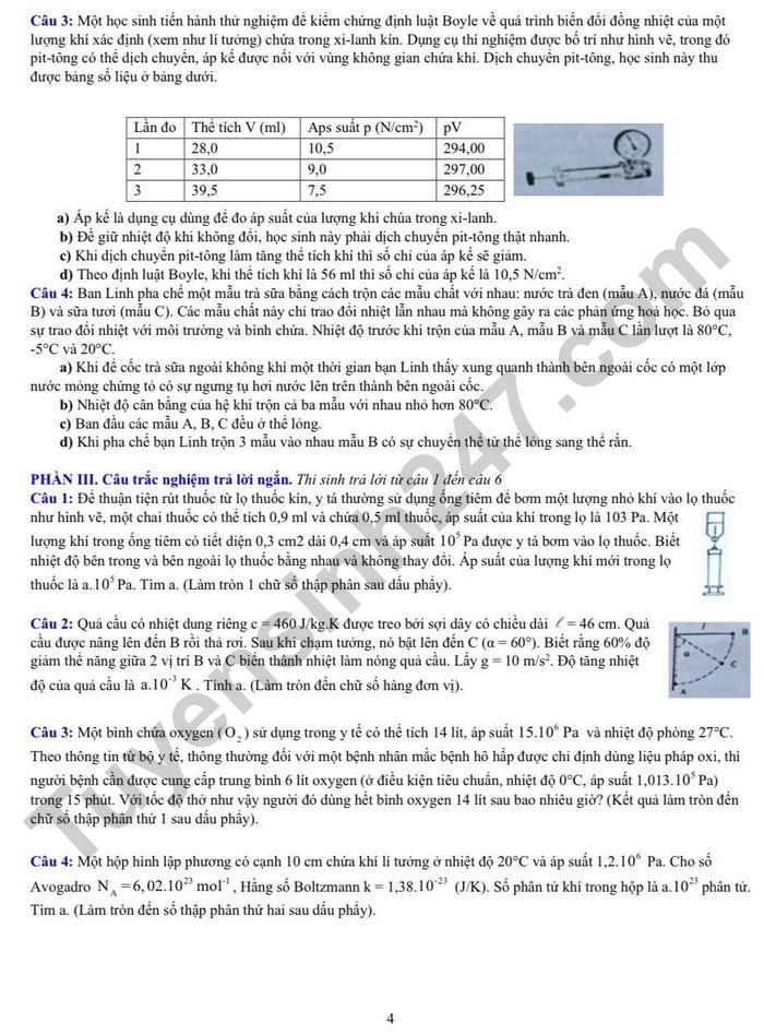 De thi thu tot nghiep THPT mon Ly 2026 - THPT Yen Hoa (lan 1)