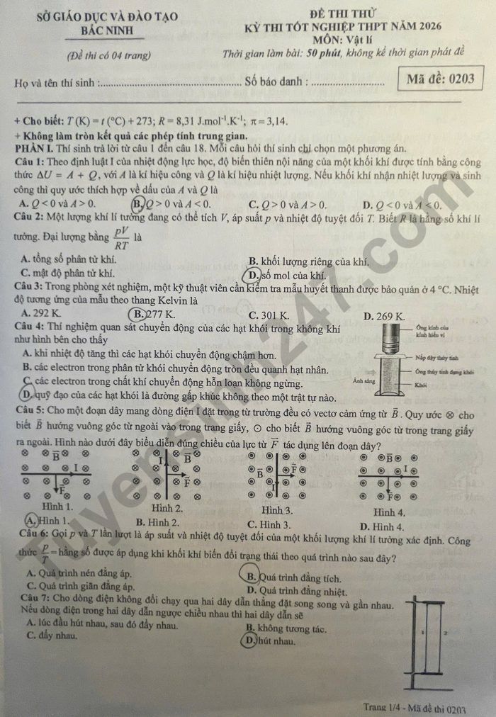 De thi thu tot nghiep THPT mon Ly 2026 - So GDDT Bac Ninh