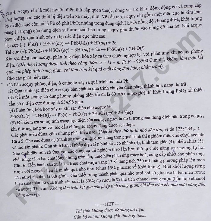 De thi thu tot nghiep THPT nam 2026 mon Hoa - So GDDT Bac Ninh