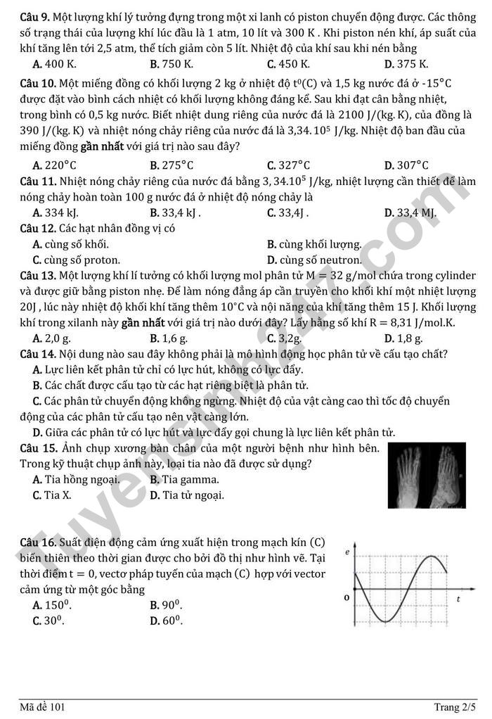 De thi thu TN THPT mon Ly 2026 - THPT Chuyen KHTN lan 1