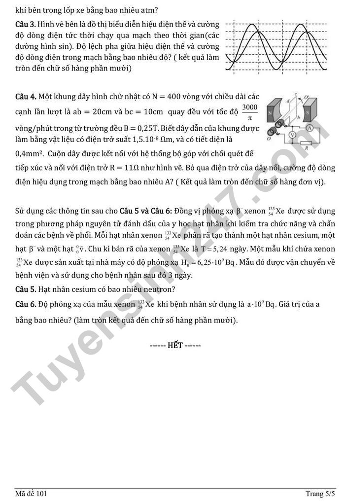 De thi thu TN THPT mon Ly 2026 - THPT Chuyen KHTN lan 1