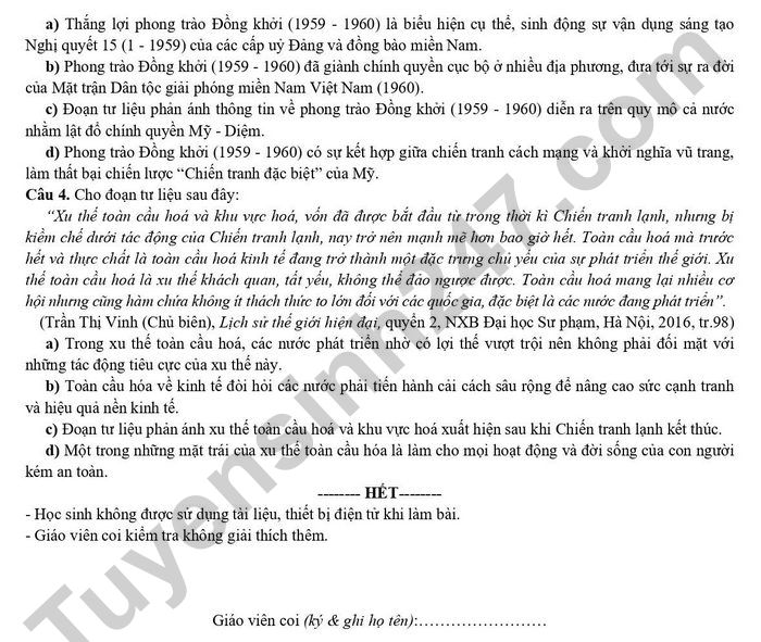 De thi thu mon Su TN THPT 2026 - THPT Chuyen Ha Long