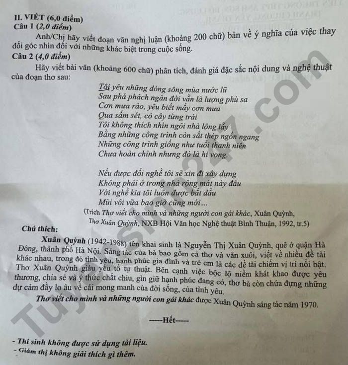 De thi thu tot nghiep THPT mon Van 2026 - Lien truong Nghe An (lan 1)