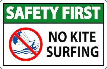 Premium Vector | Water Safety Sign Danger No Kite Surfing