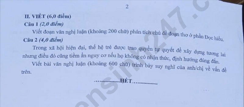De thi thu tot nghiep THPT mon Van 2026 - Chuyen DH Vinh lan 1